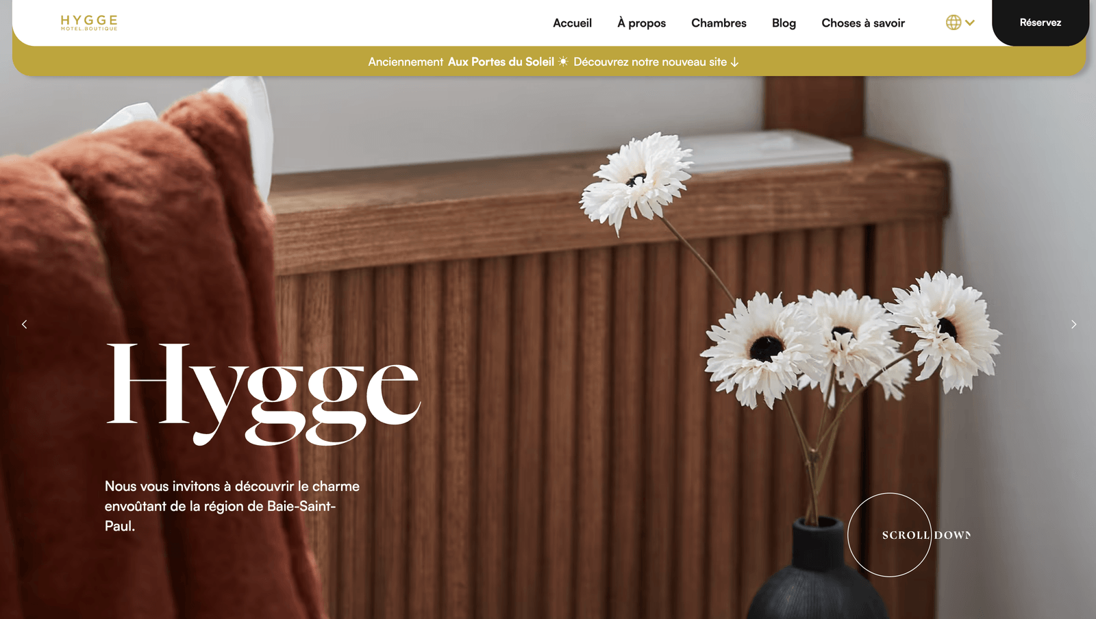 Motel Boutique Hygge website homepage